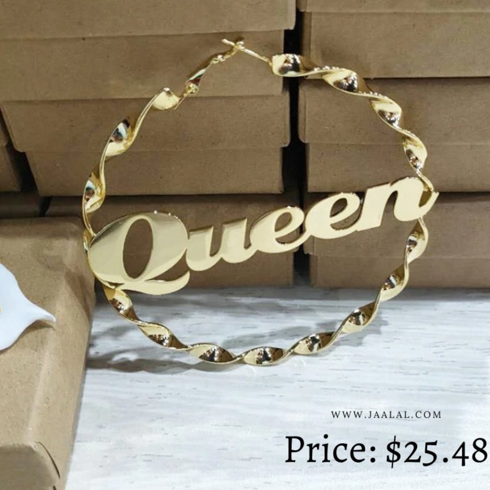 Personalized Name Hoop Earrings in Gold E007